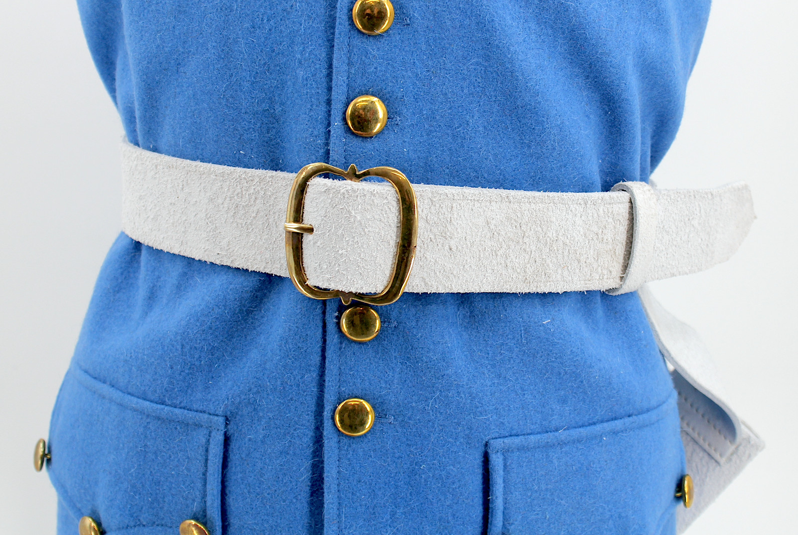 White Leather Double Frog Waistbelt