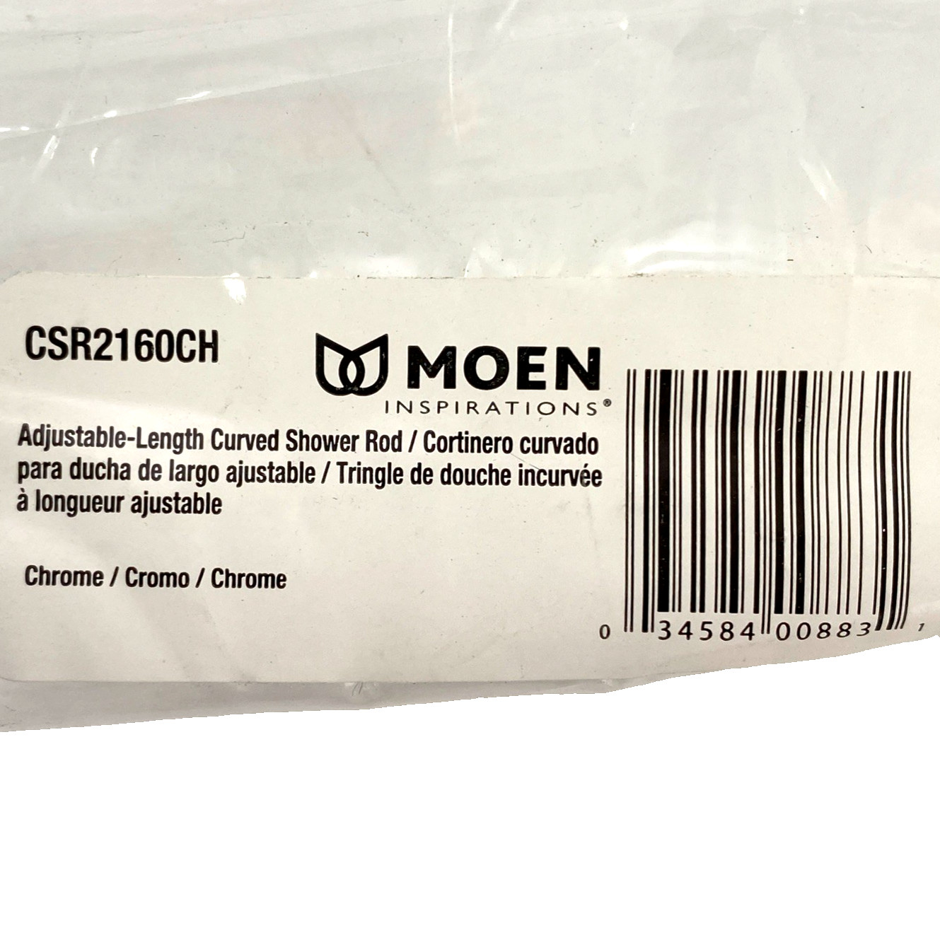 MOEN Chrome 54"-72" Adjustable Curved Shower Rod 🆕 CSR2160CH fixed mount single