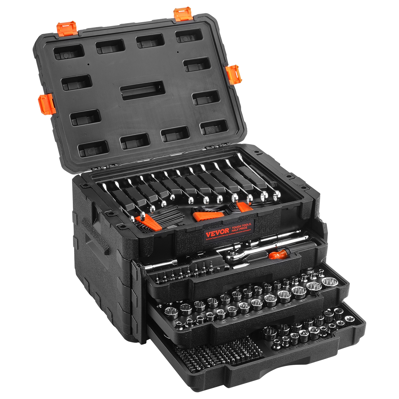 VEVOR Mechanics Tool Set and Socket Set 1/4in 3/8in 1/2 in Drive Sockets 450Pcs