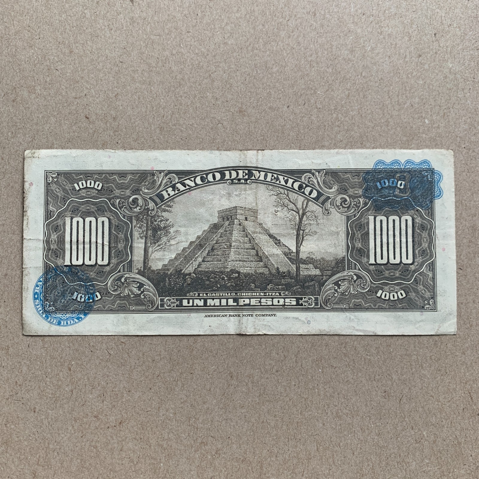 Chichen Itza Pyramid Rare Mexico 1000 Pesos Banknote 1977 Cuauhtemoc Currency