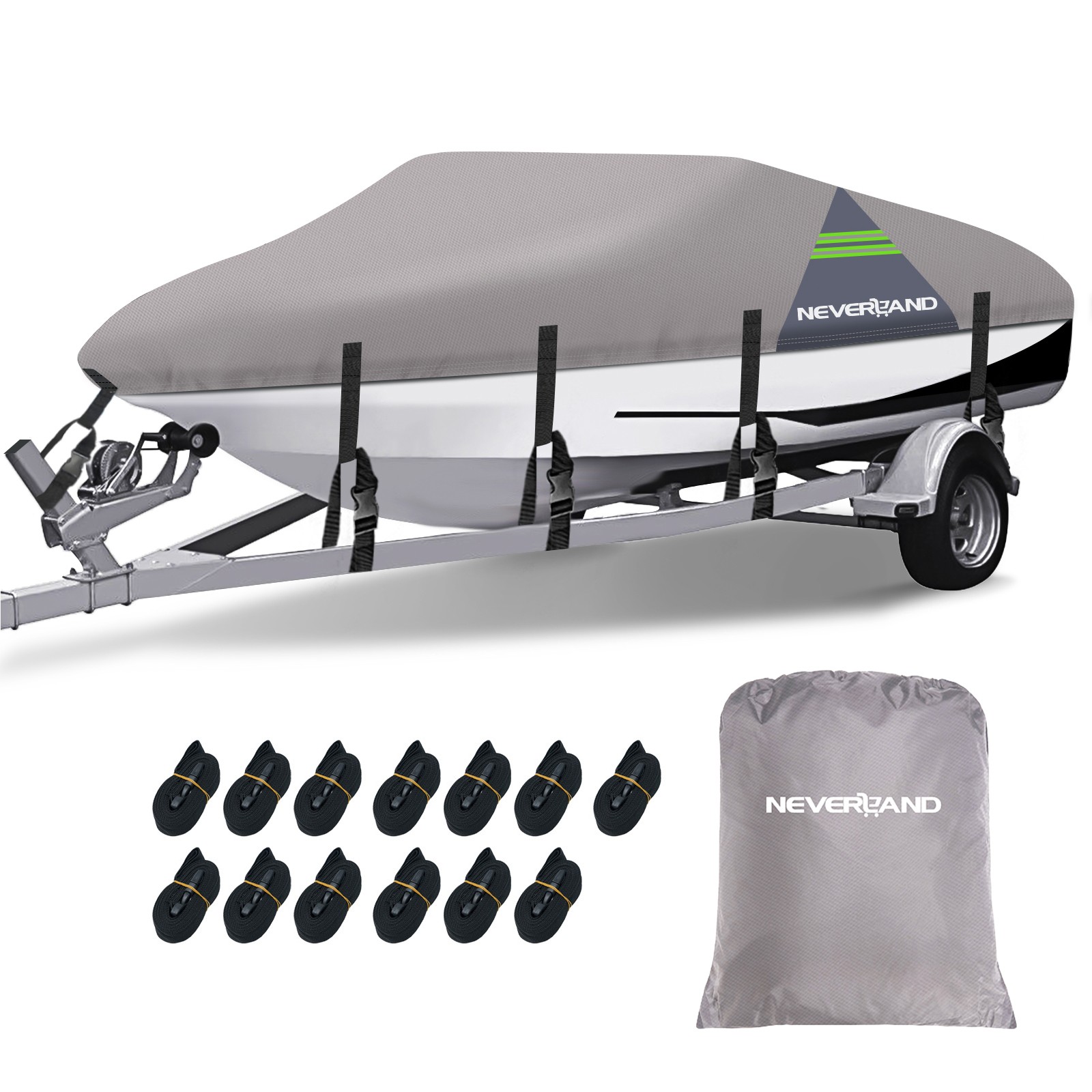 Heavy Duty Boat Cover Waterproof Fits V-Hull Fish&Ski Runabout 17' 18' 19' Foot