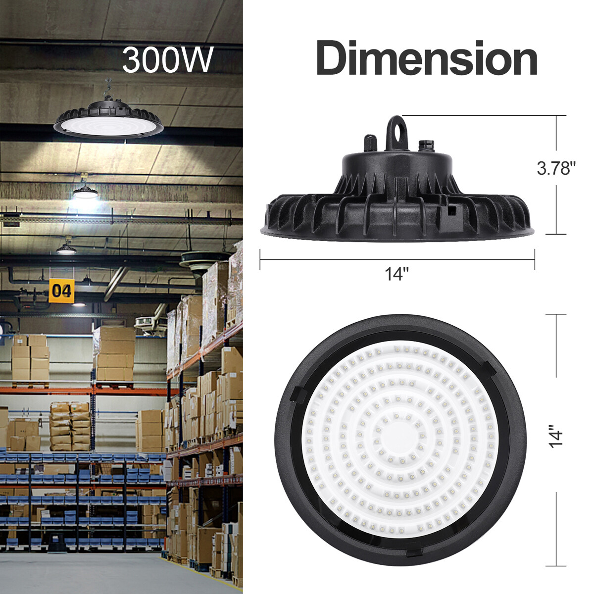 10Pack 300W UFO Led High Bay Light 300 Watt Shop Gym Industrial Commercial Light