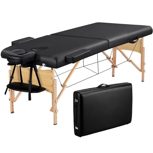 2 Sectional Folding Portable Massage Table with Face Cradle Armrests, Used