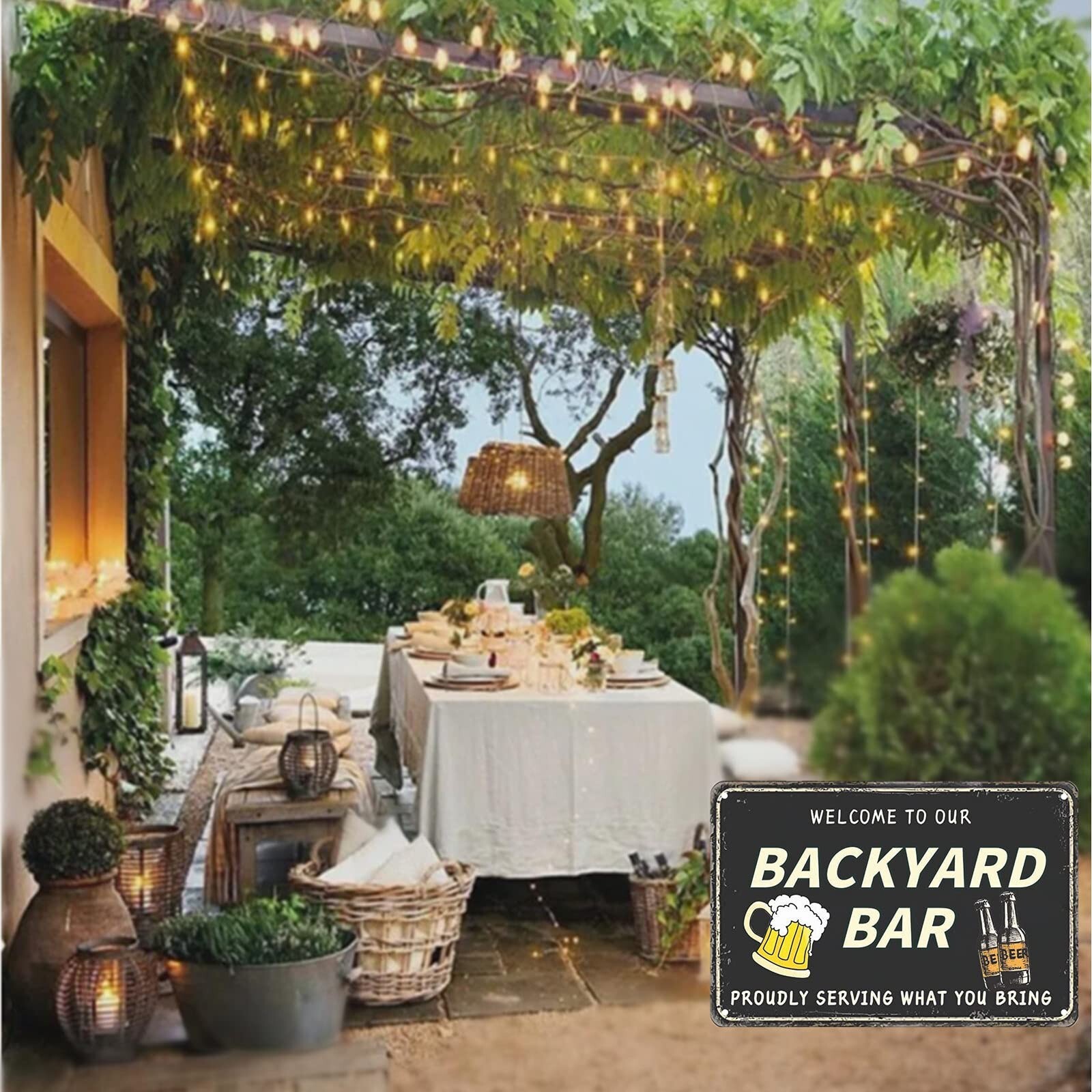 Funny Backyard Signs Outside Bar Decor Outdoor Pool Decor Outdoor Bar Signs B...