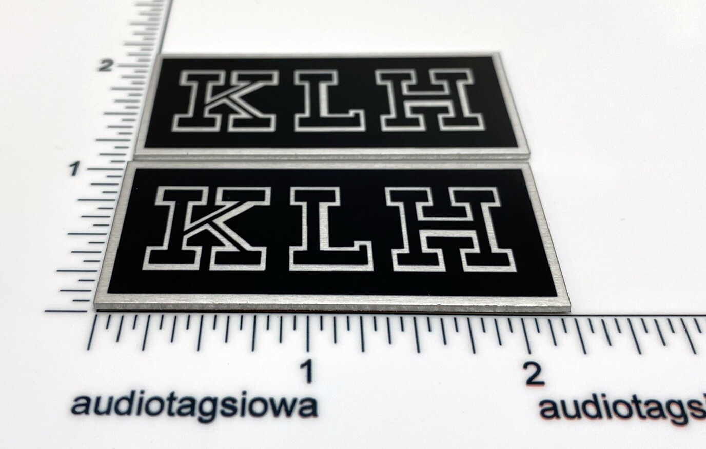 KLH Speaker Grill Badge Pair Emblem Custom Made Thick Aluminum