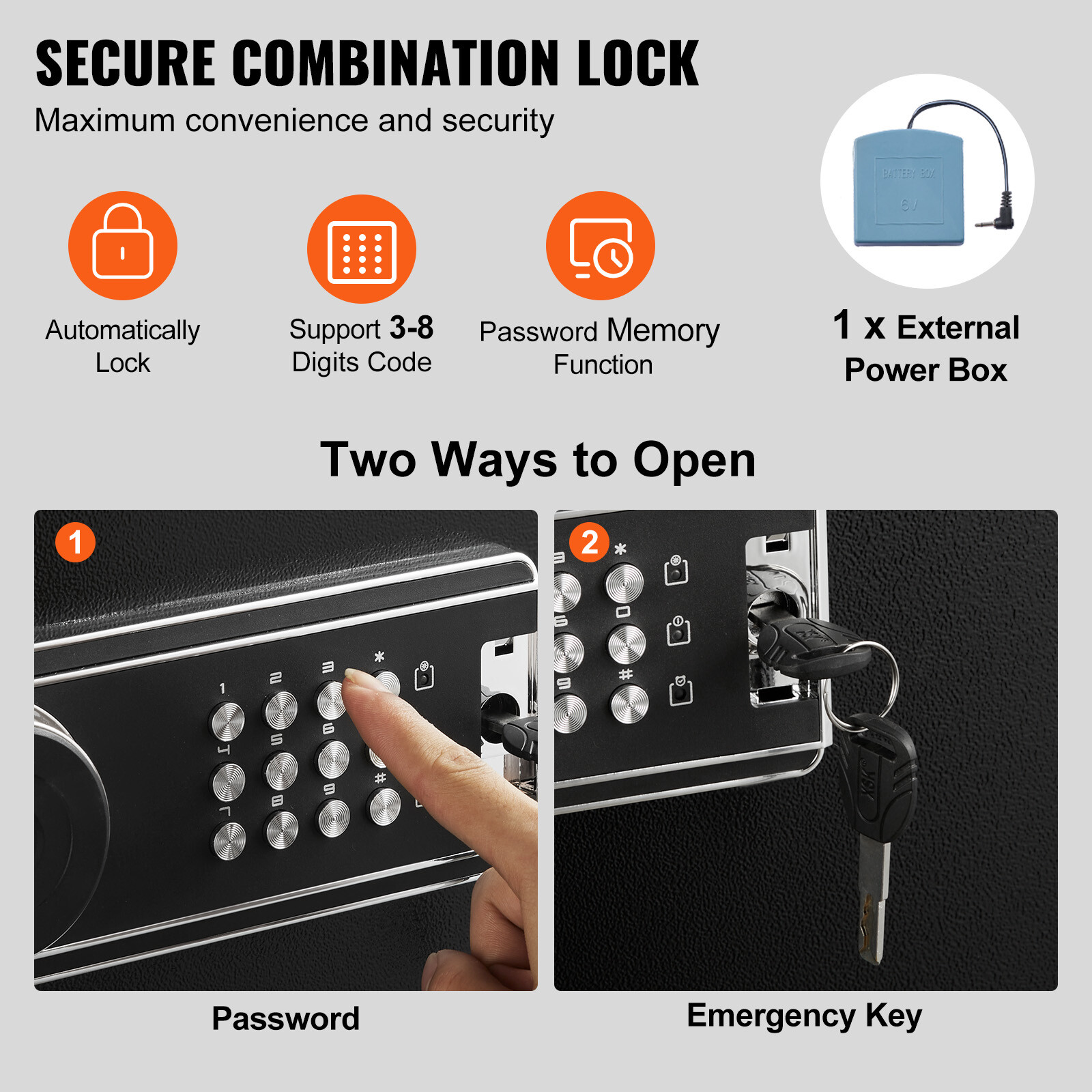VEVOR 10-12 Rifles Gun Safe Rifle Safe with Lock Digital Keypad Removable Shelf