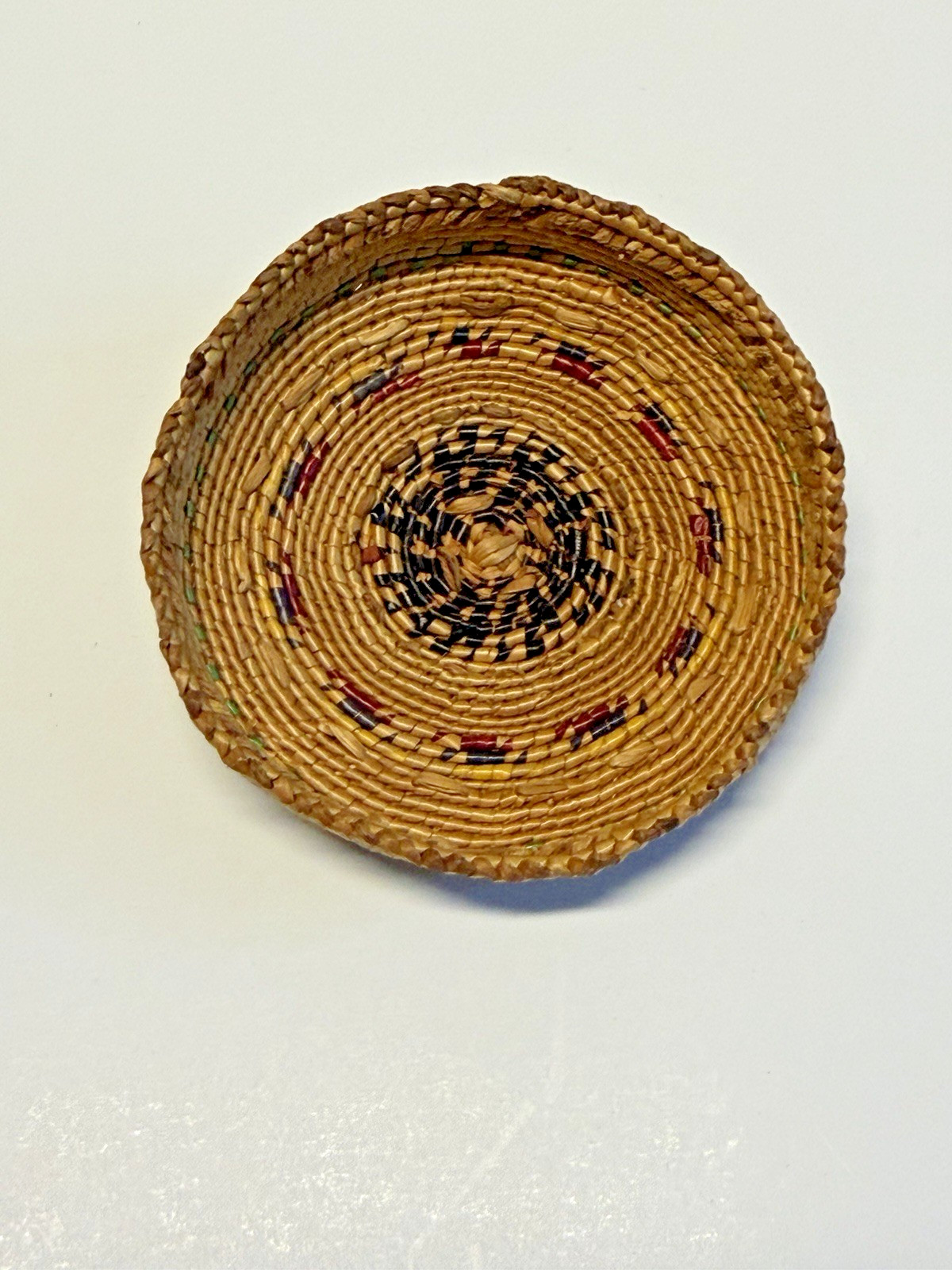Native American Indian Weaved Lidded Nootka Basket; Small 3"; Early 1900's; #B20