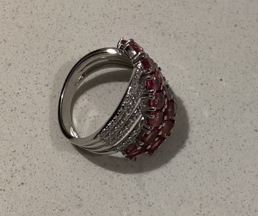 Colleen Lopez Sterling Silver Pink Tourmaline Swirl Ring Size 7 New HSN