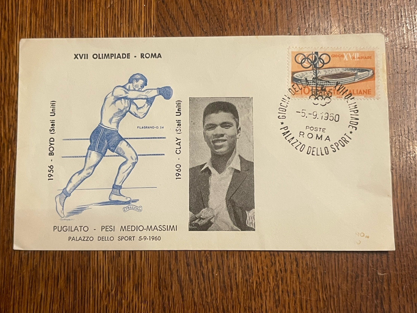 Cassius Clay Muhammad Ali Boxing 1960 Rome Olympics Gold Medal Cachet Cover