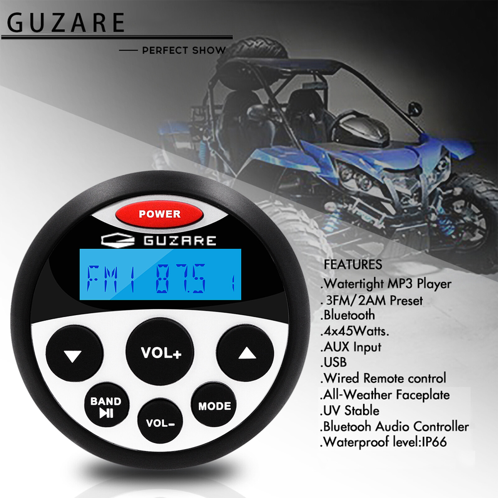 Waterproof Marine Stereo Boat AM FM Bluetooth Radio Receiver USB MP3 Yacht Audio