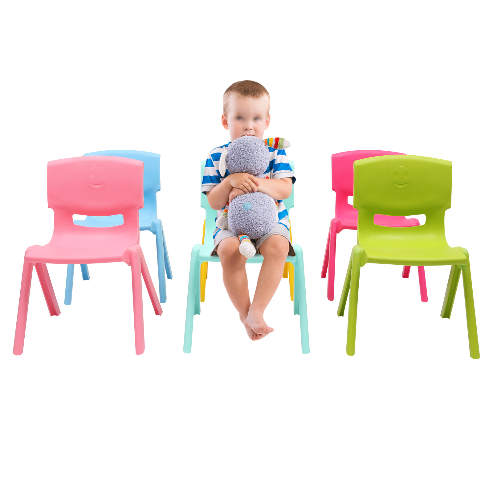 6x Stackable School Chairs PP Child Chair 100kg load Multicolor Indoor & Outdoor