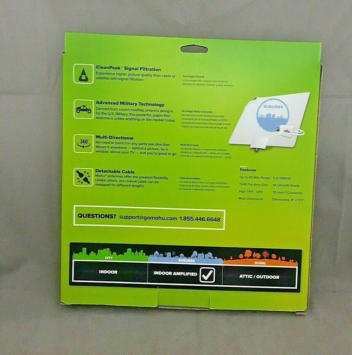 Mohu - Leaf Fifty Amplified Indoor HDTV Antenna 60 Mile Range MH-110584