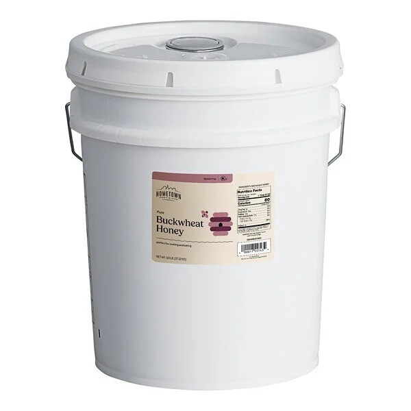 Pure Buckwheat Honey 60 Lb Bulk Pail Kosher Gluten-Free Commercial Restaurant