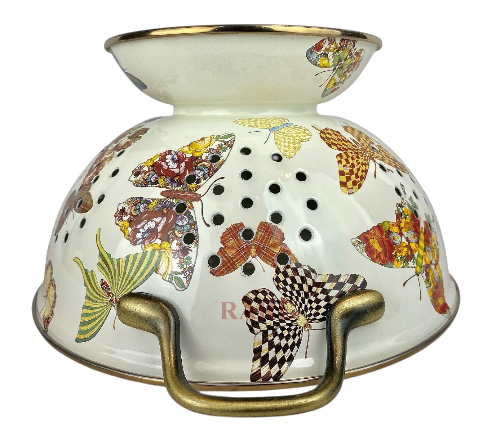 MacKenzie-Childs Butterfly Garden Large Colander White New No Box