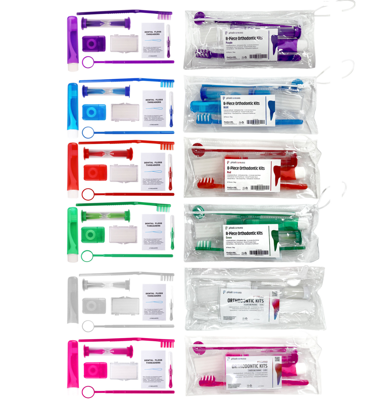 12 Orthodontic Patient Kits 8pc Assorted Braces Care Packs Dental Hygiene Travel