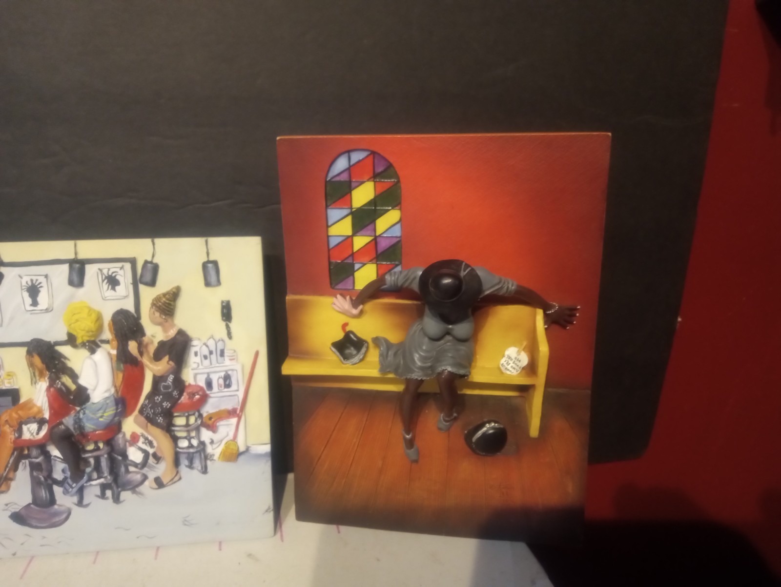 (3) Vintage Annie Lee CORN BREAD HOLY GHOST HAIR EXTESIONS CERAMIC WALL PLAQUES