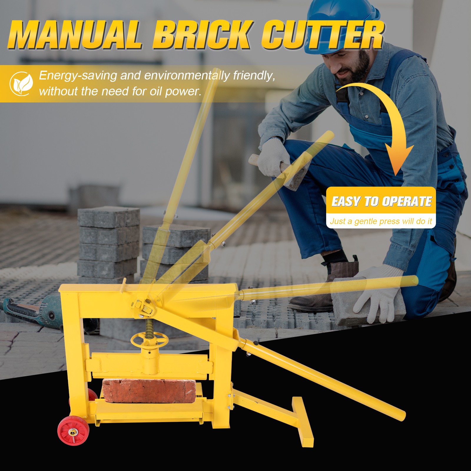 Manual Stone Brick Cutter Paving Tool Block Splitter Cutting Machine with Wheels