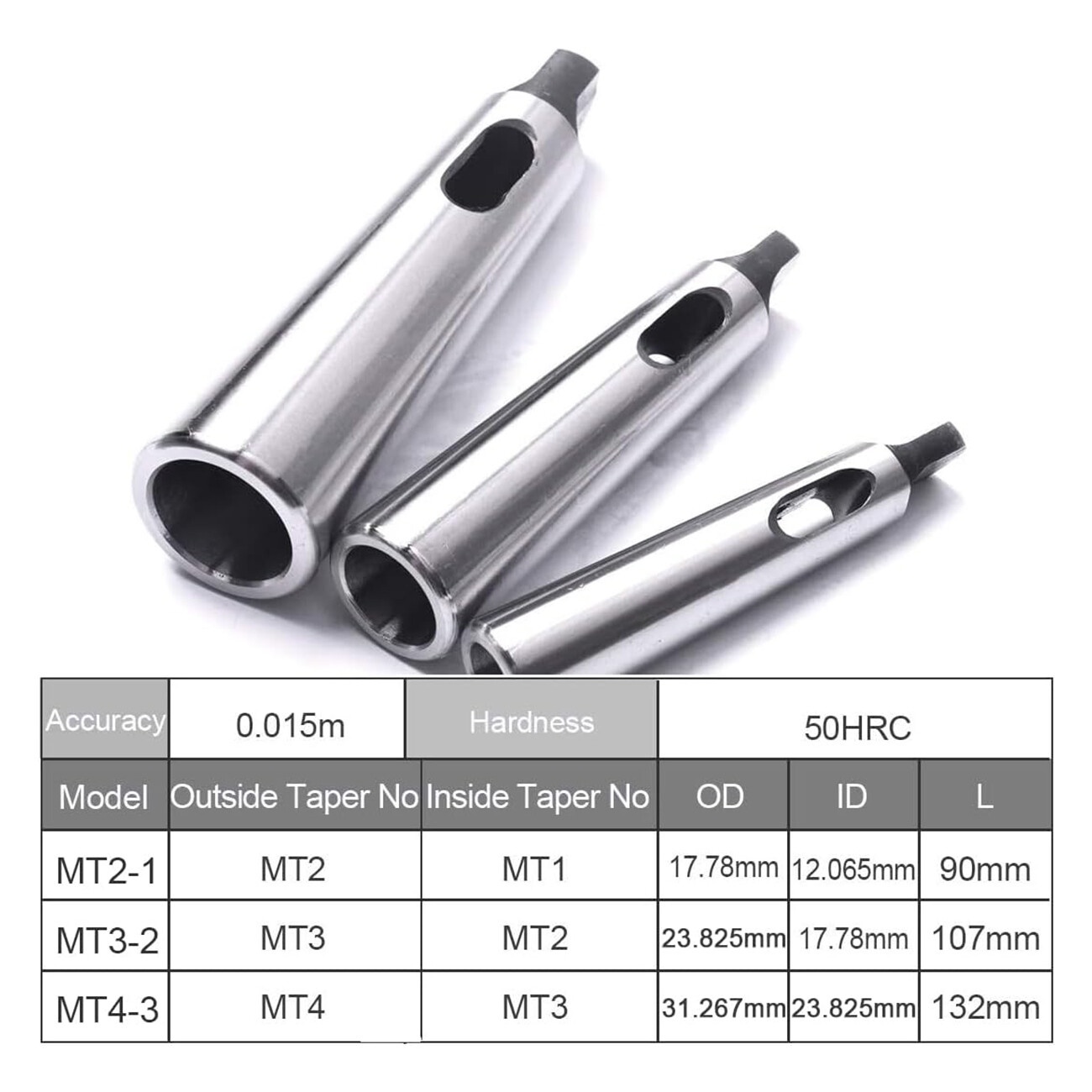 3pcs MT1 to MT2 MT2 to MT3 MT3 to MT4 Morse Taper Adapter Reducing Drill Sleeve