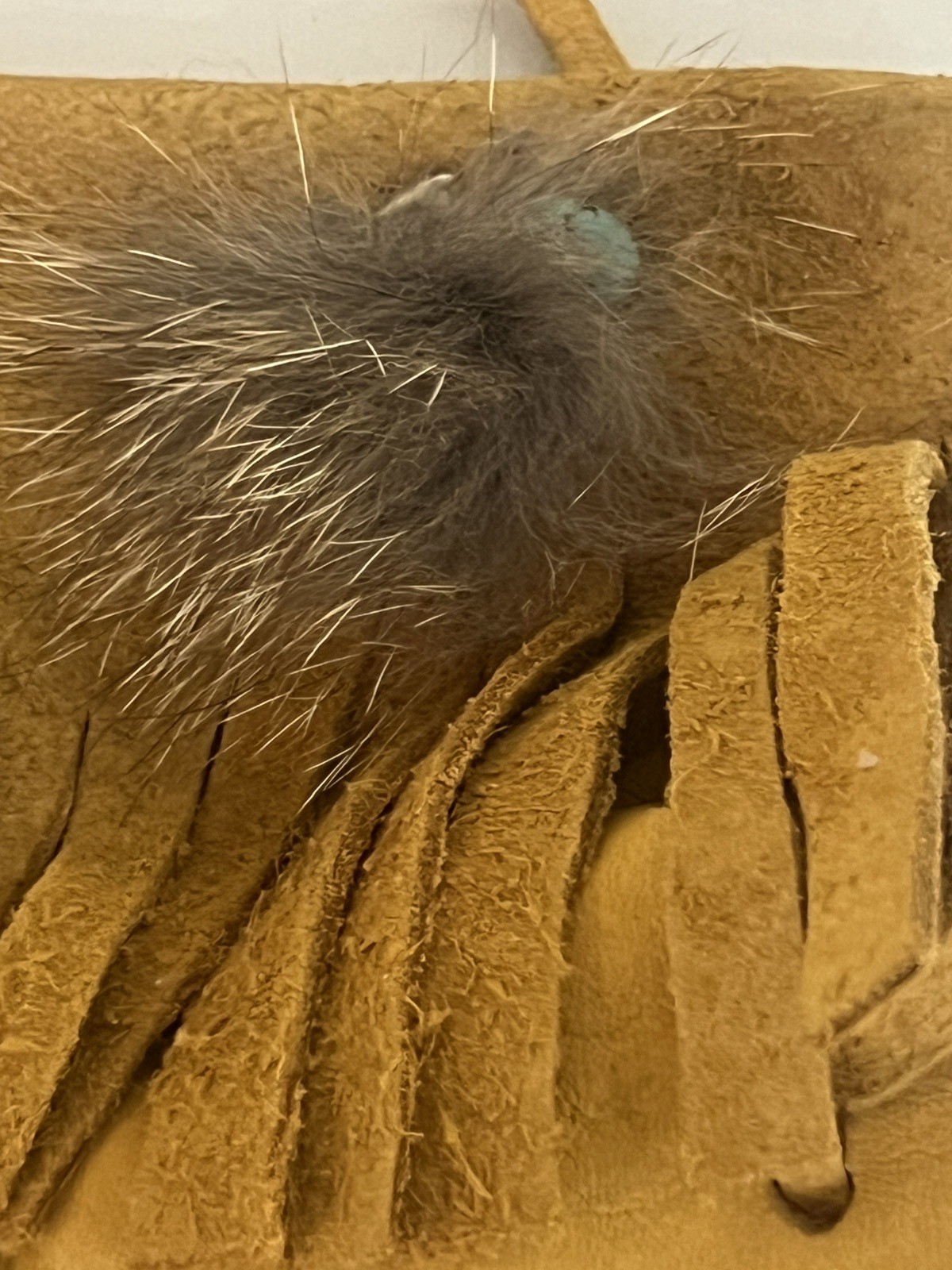 NATIVE AMERICAN MADE Animal Hide MEDICINE BAG, TAN With FRINGE