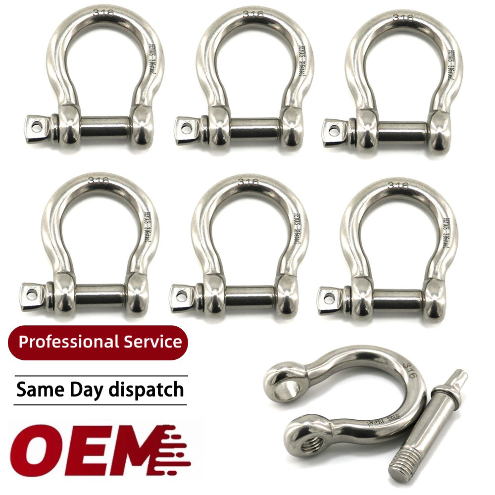 6 Pack 1/4" Stainless Steel D-Ring Shackle Heavy Duty Screw Pin Anchor Shackle