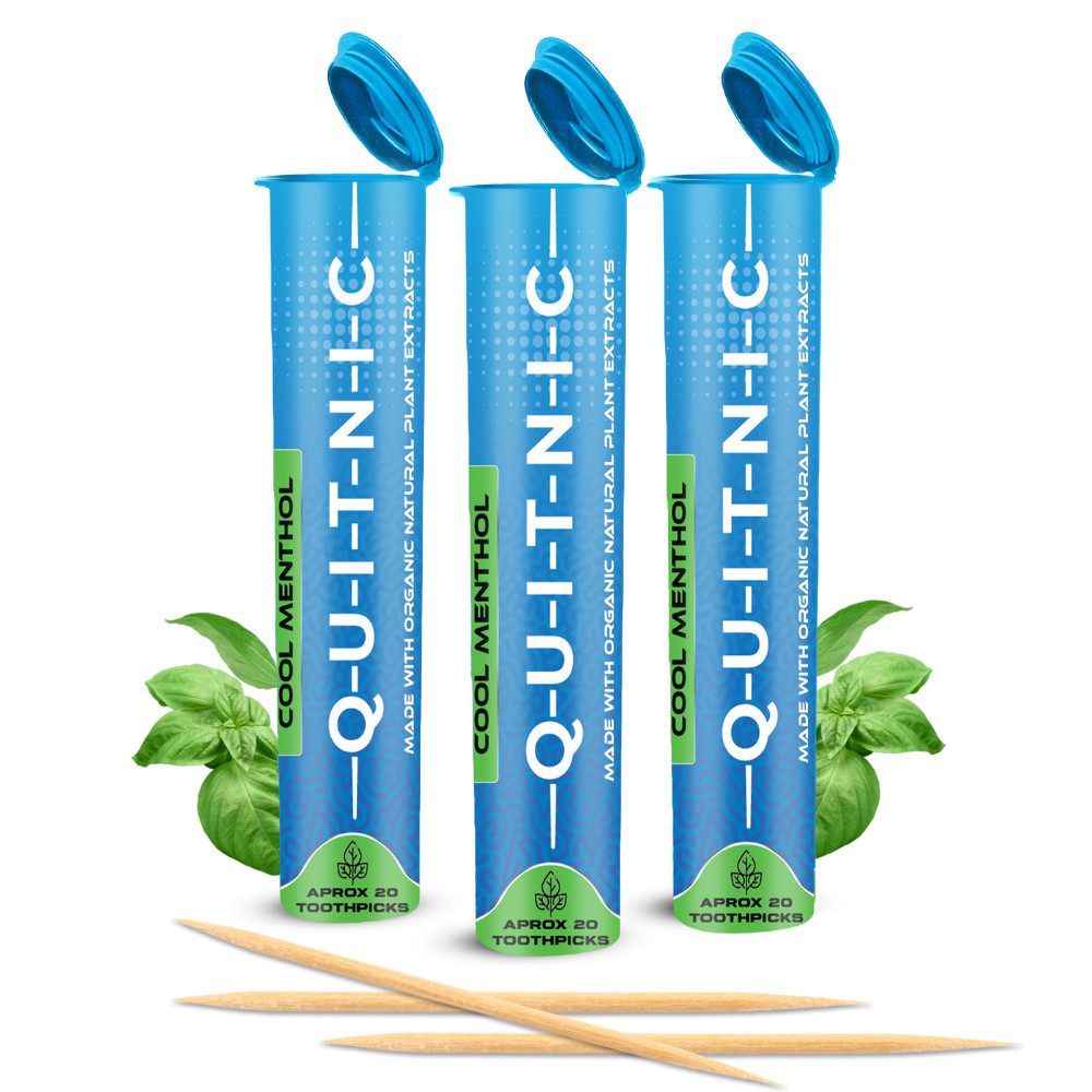 Quit-NIC Infused Flavored Toothpicks to Help Quit Smoking Cool Menthol 3 Pack
