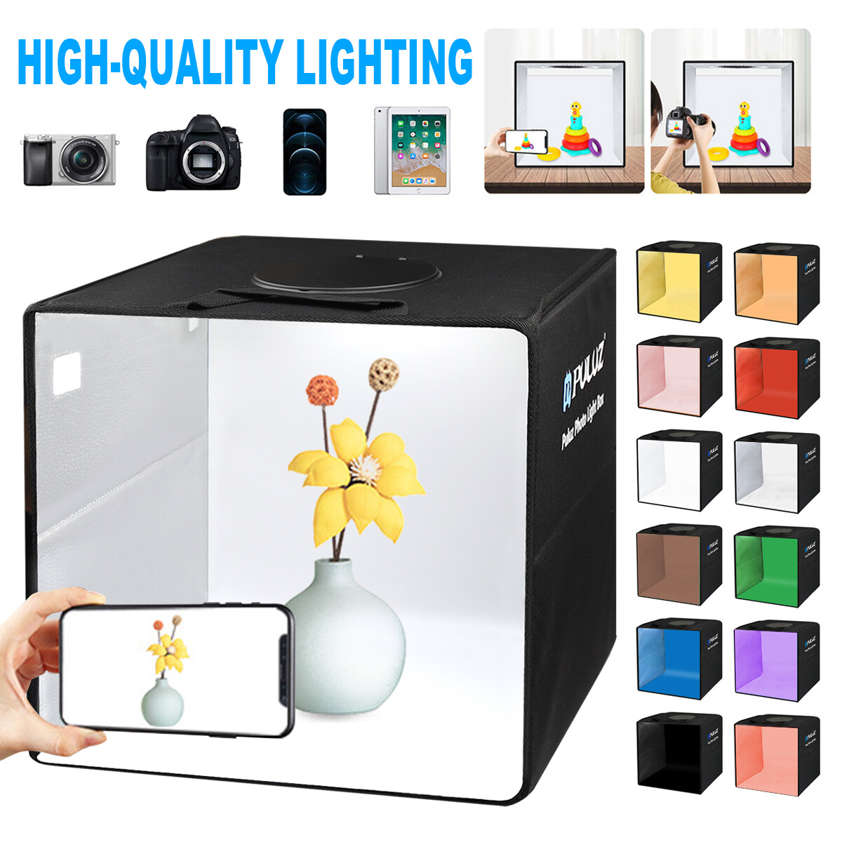 16" LED Photo Studio Light Box Portable Folding Photography Shooting Tent Kit