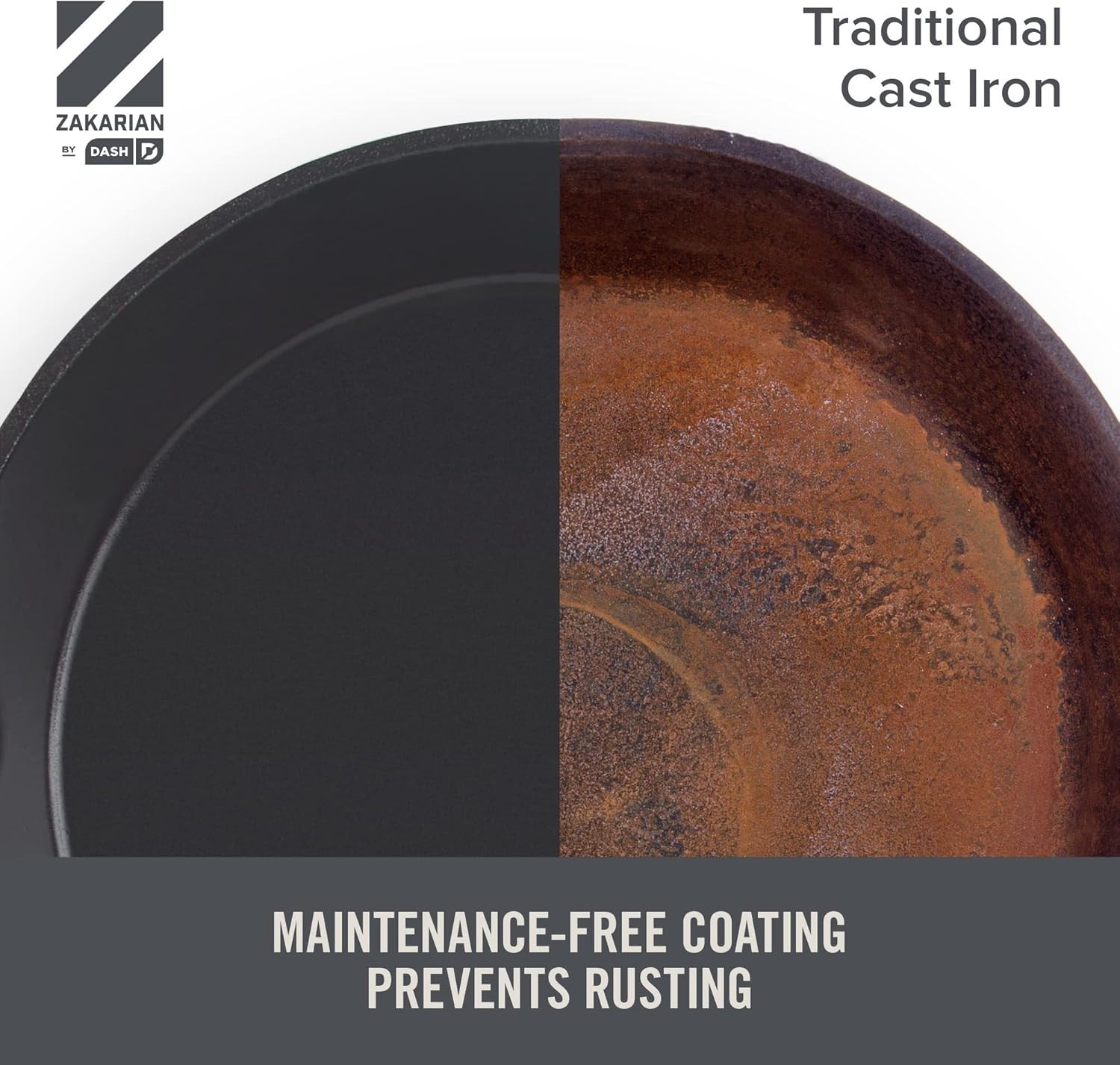 DASH Zakarian by Dash 9 x13 Nonstick Cast Iron Pan with Pour Spout- Black