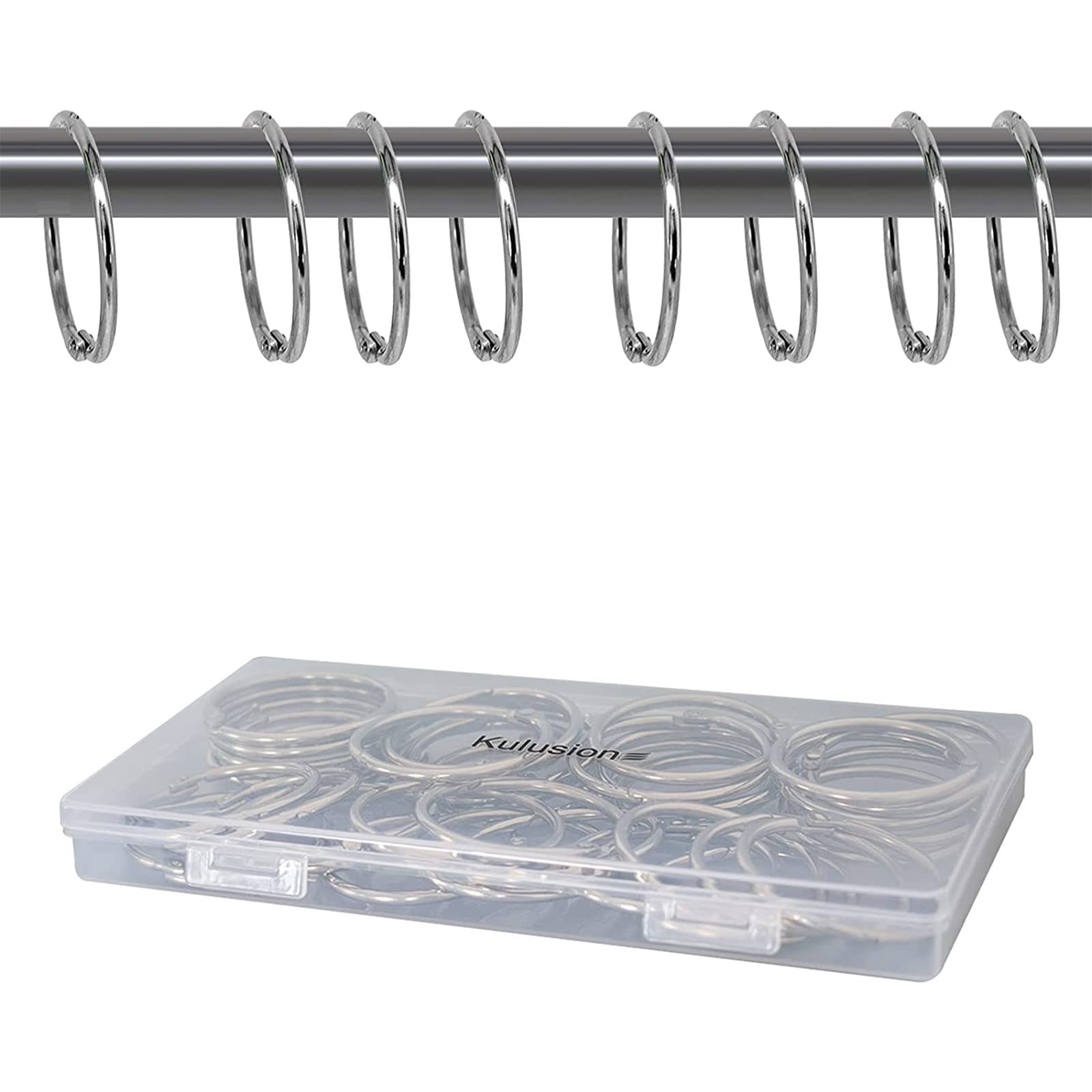 36pcs Shower Curtain Rings, 1.7" Rust-Proof Metal Round Shower Curtain Hooks ...