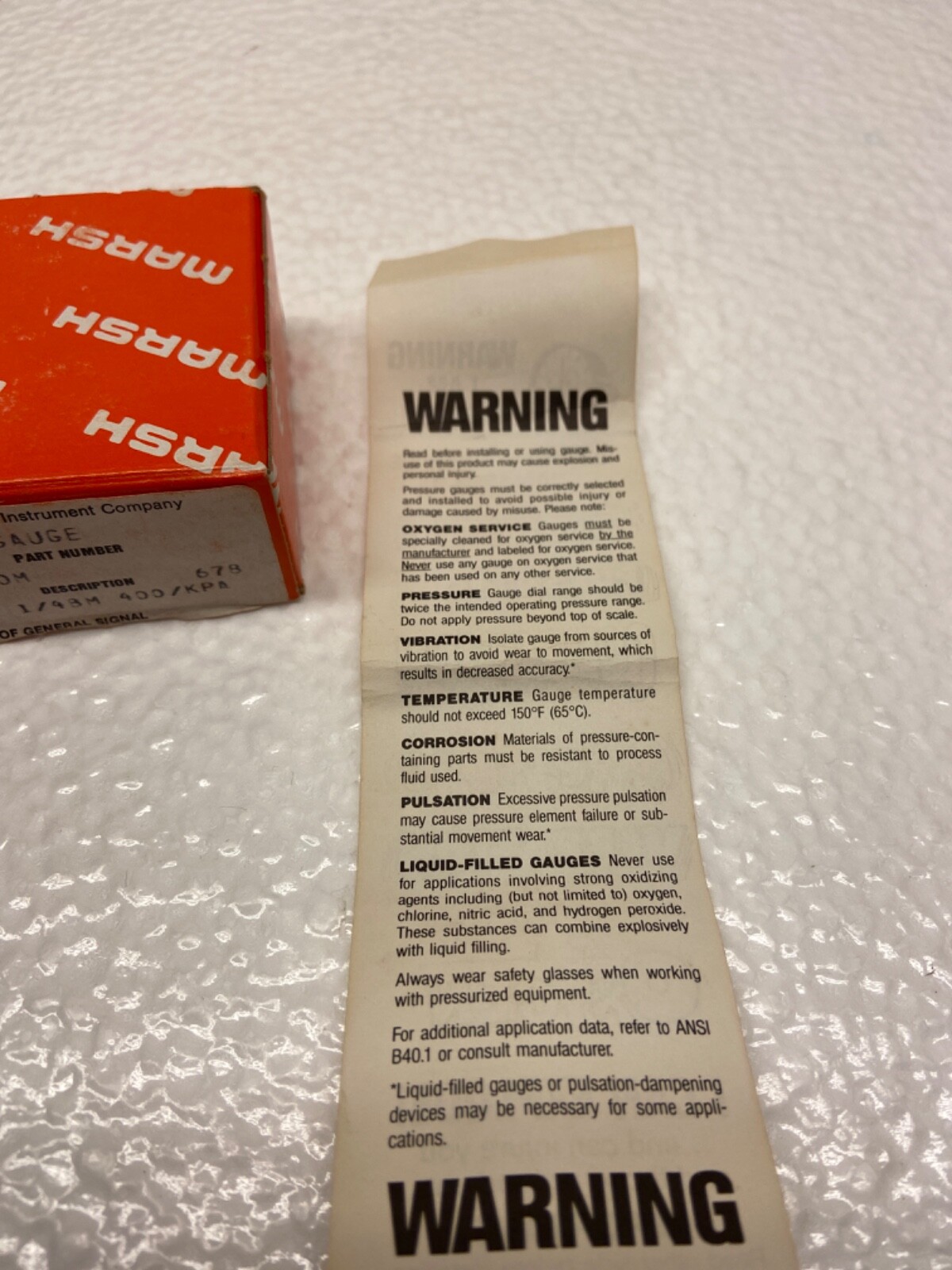 MARSH PRESSURE TEMPERATURE GAUGE ~ NOS ~ #J1460M 2" ~ 1/4BM ~ 400/KPA STEAMPUNK