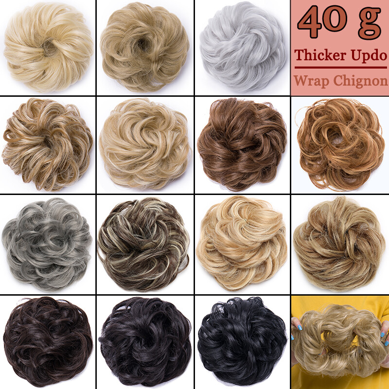 Real Soft Curly Messy Bun Hair Piece Scrunchie 100% Natural Hair Extensions US