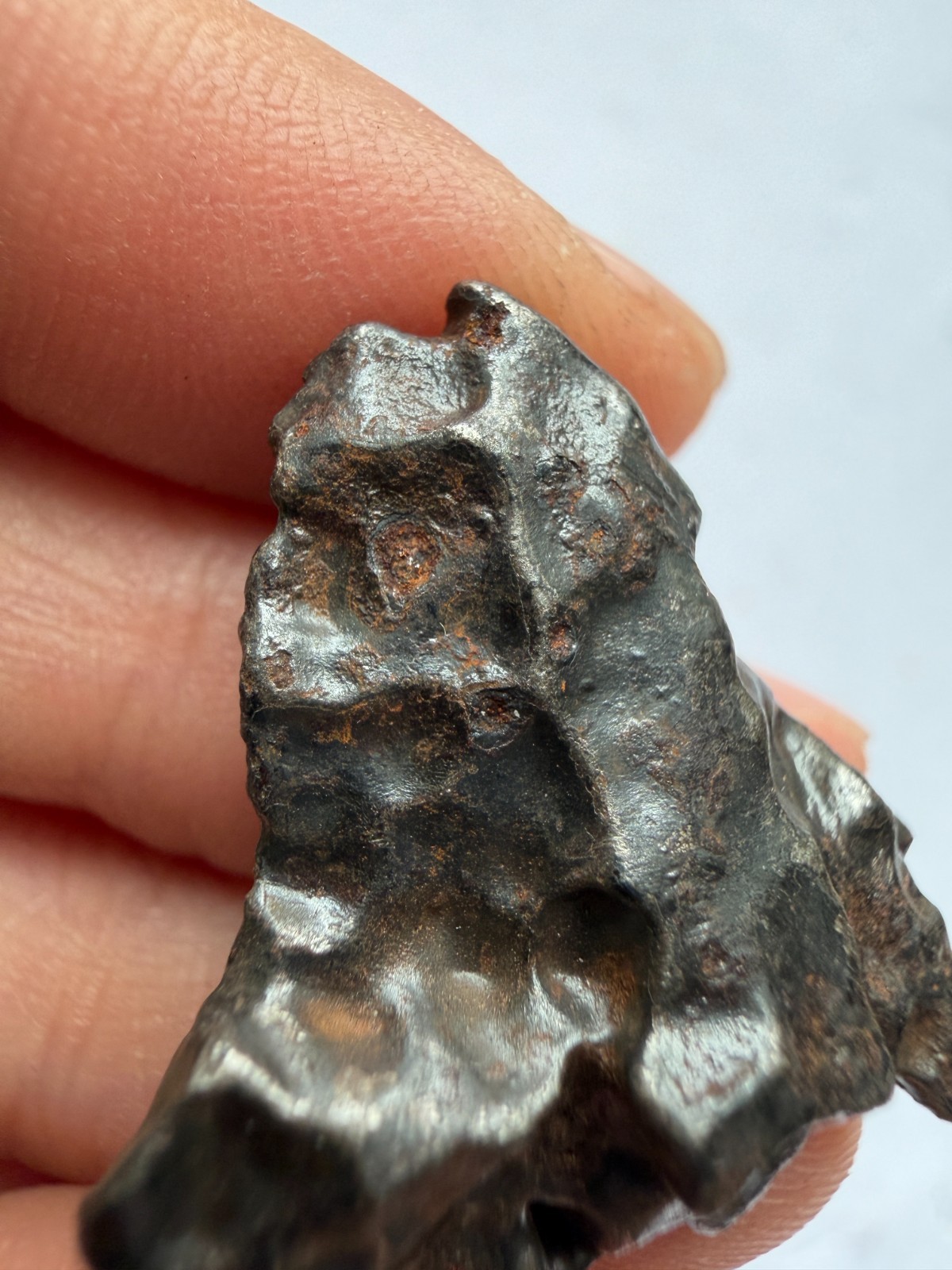 Sikhote-Alin Iron Meteorite 13.8g with Exemplary Regmaglypts Small Impact Crater