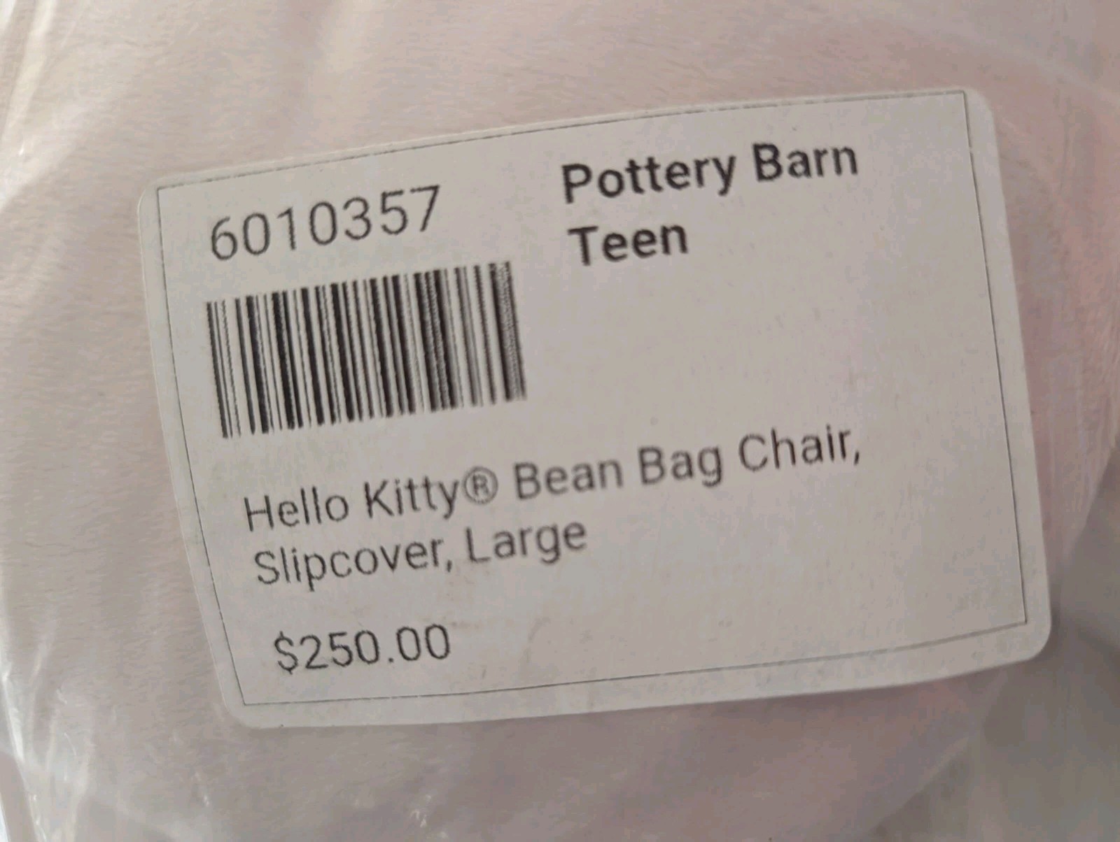 POTTERY BARN TEEN Hello Kitty® Bean Bag Chair Slipcover Only-Large-OPEN BOX
