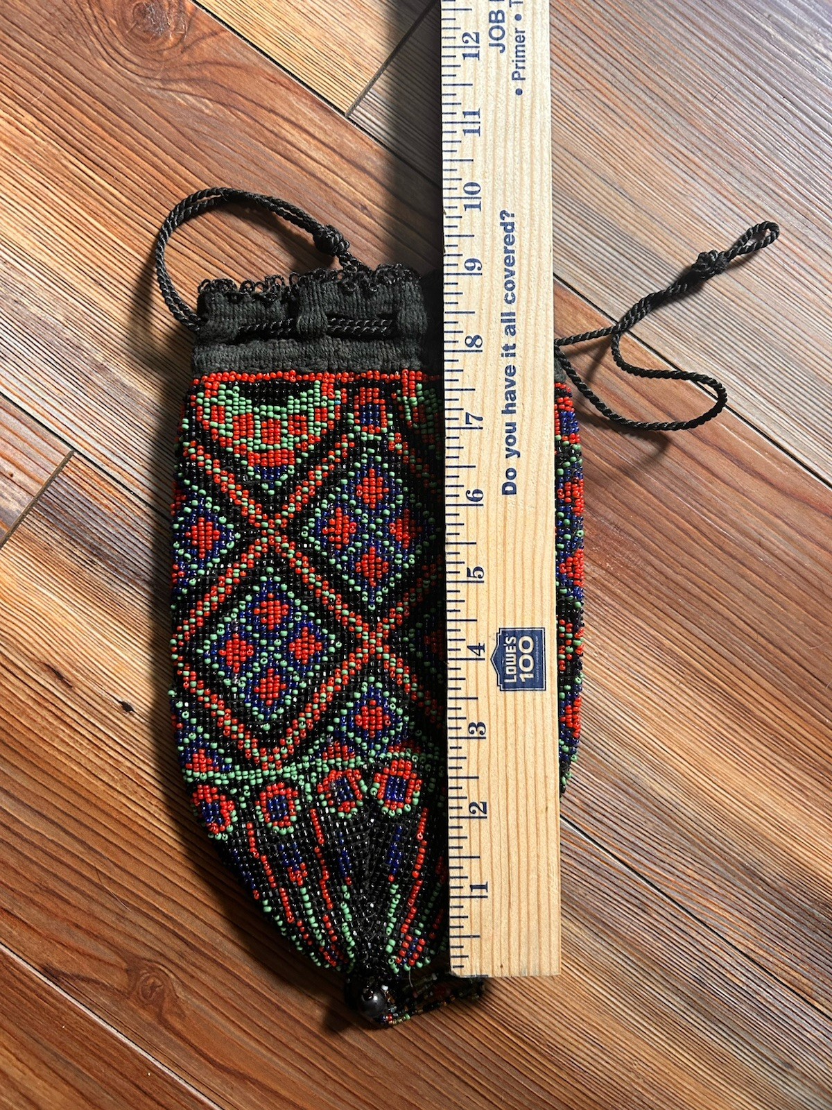 BEADED RETICULE Drawstring Purse Pouch ART DECO Victorian Flapper Geometric