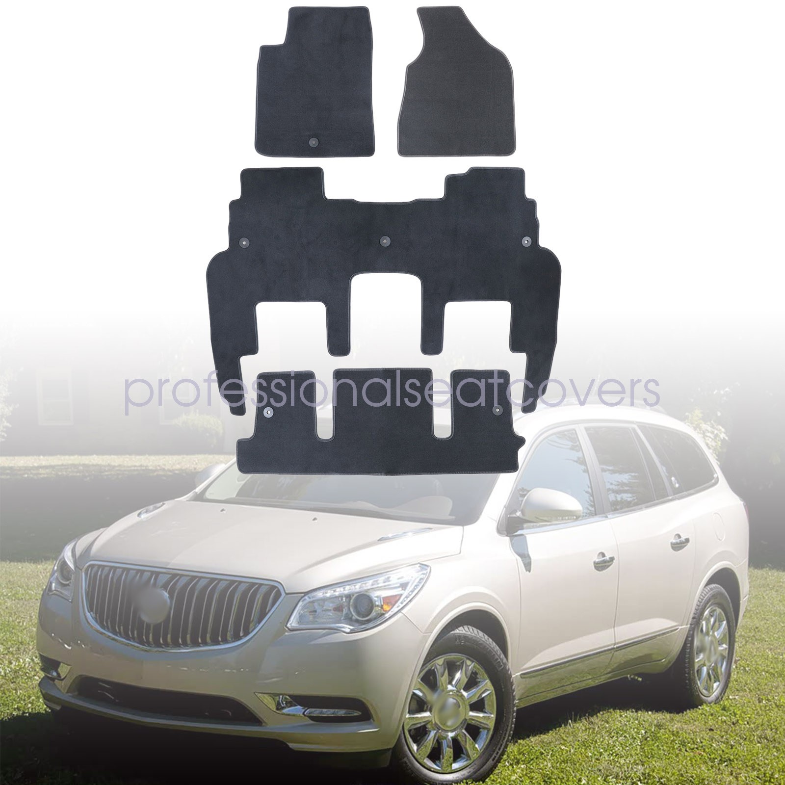 Floor Mats Carpet Velour Fits 2009-2017 Buick Enclave GMC Acadia Chevy Traverse