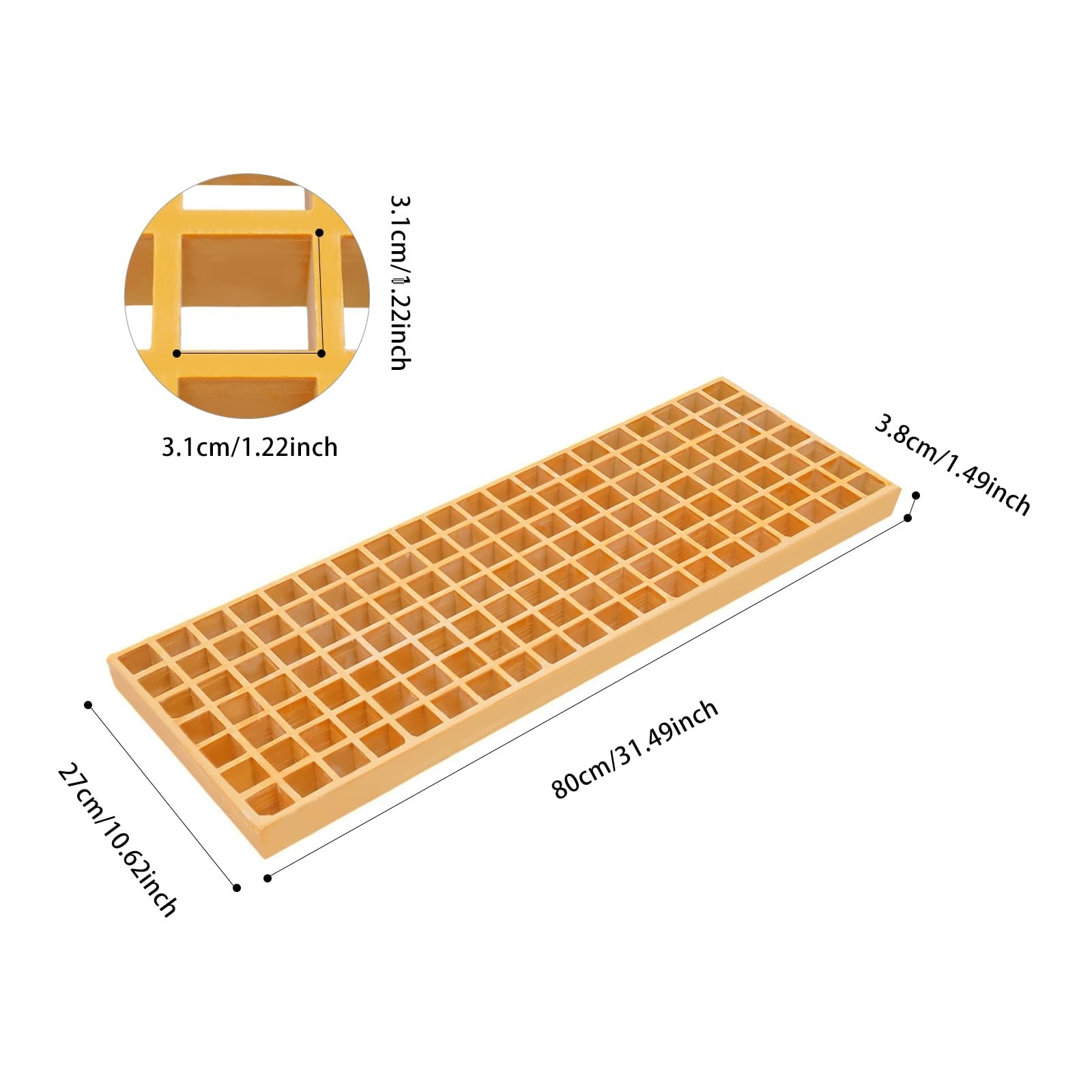31.5x11in Heavy Duty Fiberglass Drain Grate - 3 Pack Impact-Resistant