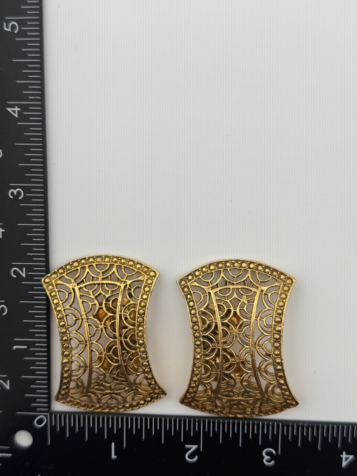 Vintage Musi Shoe Clips Gold Tone Signed