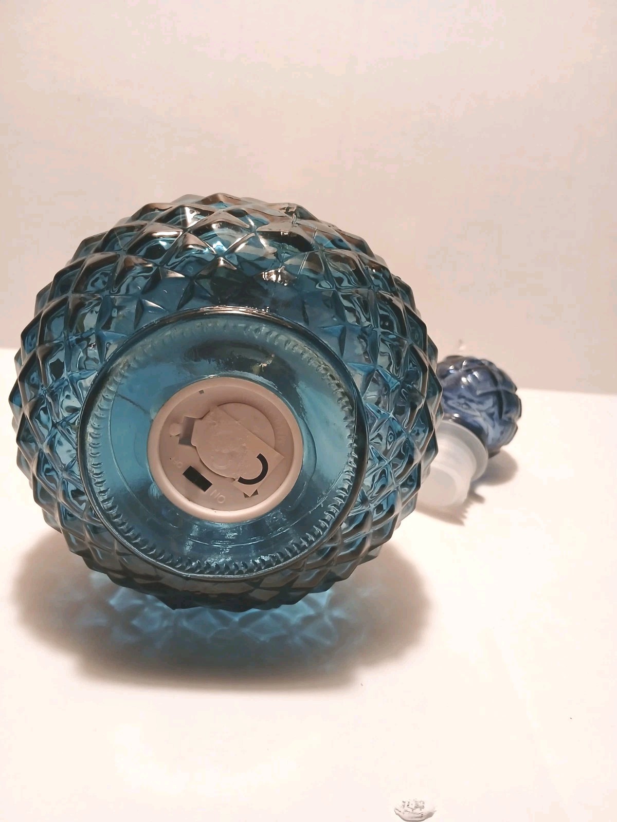 Dark Teal Blue Lightup Genie Bottle Basket Weave 11"