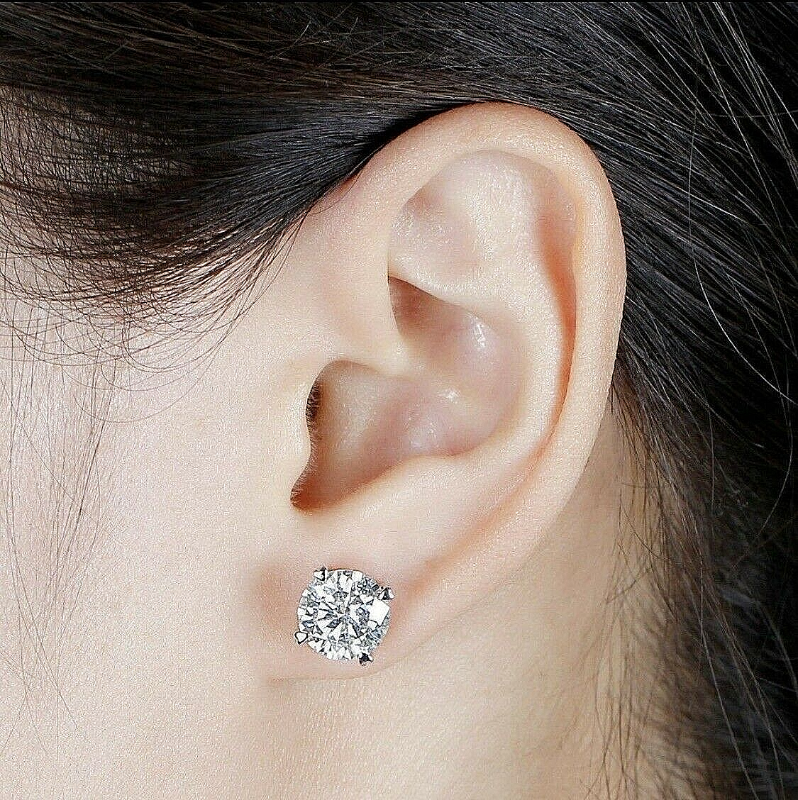 8.00 Ct Round Cut VVS1/D Real Certified Moissanite Stud Earrings 14k White Gold