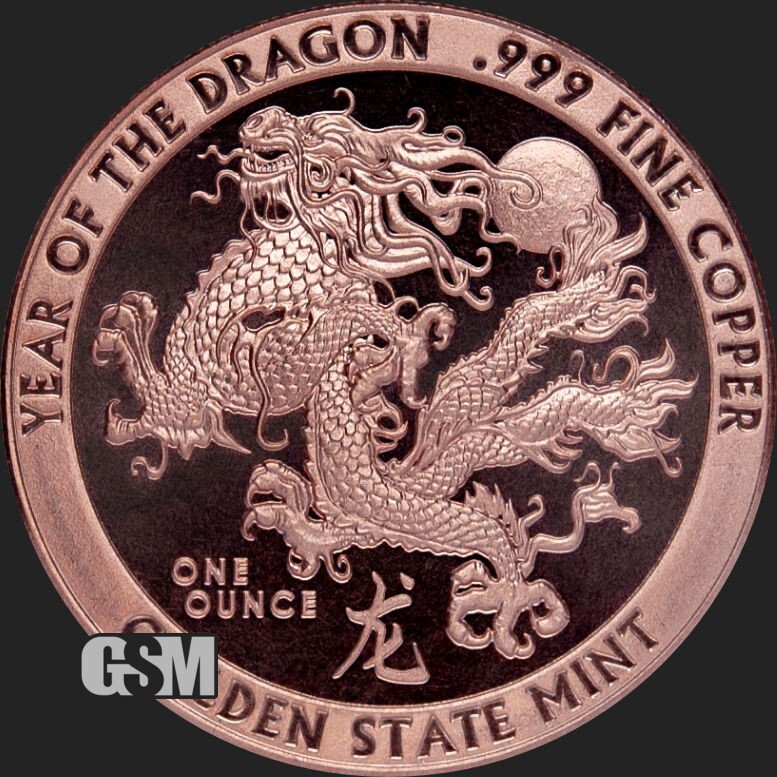 20X 2024 - Chinese Lunar Year Of The DRAGON 1 oz .999 Fine COPPER Round BACKORDE