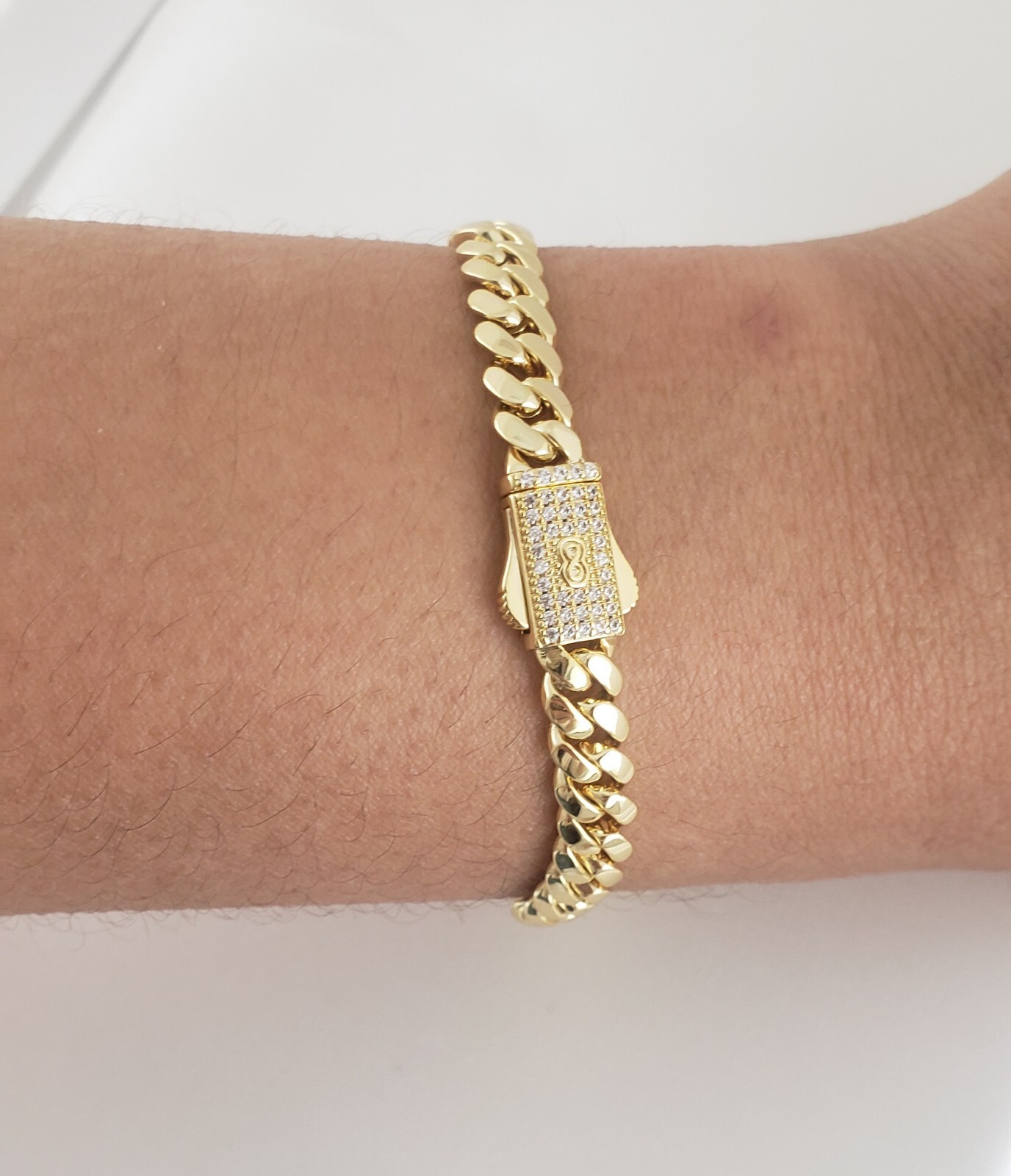 Women Men 14K Gold Plated Cz Cuban Choker Chain Necklace And Bracelet Set