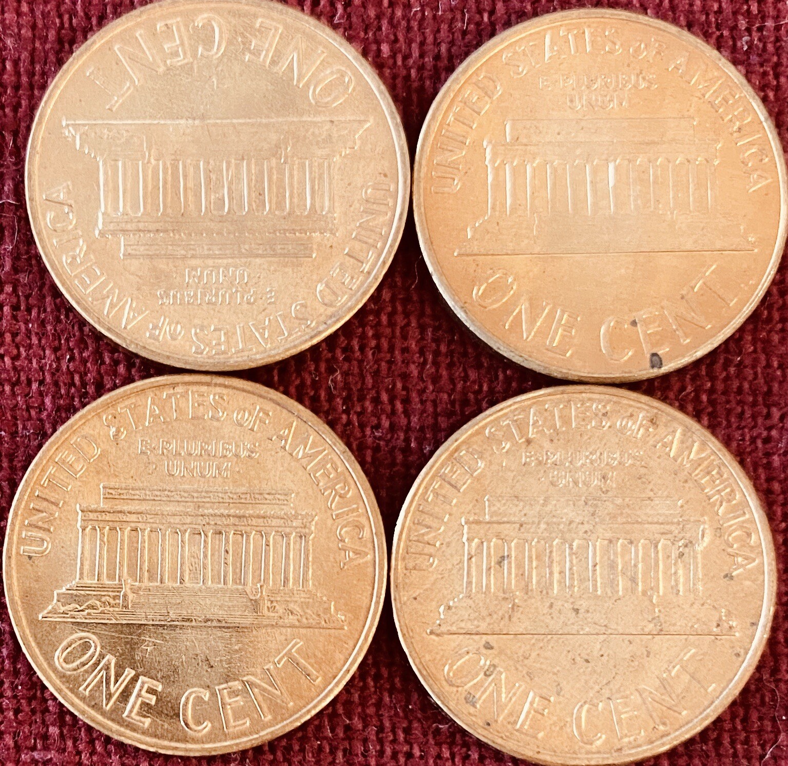 1960-D BU Lincoln Memorial Cents - Small And Large Dates, Two Of Each - Lot Of 4