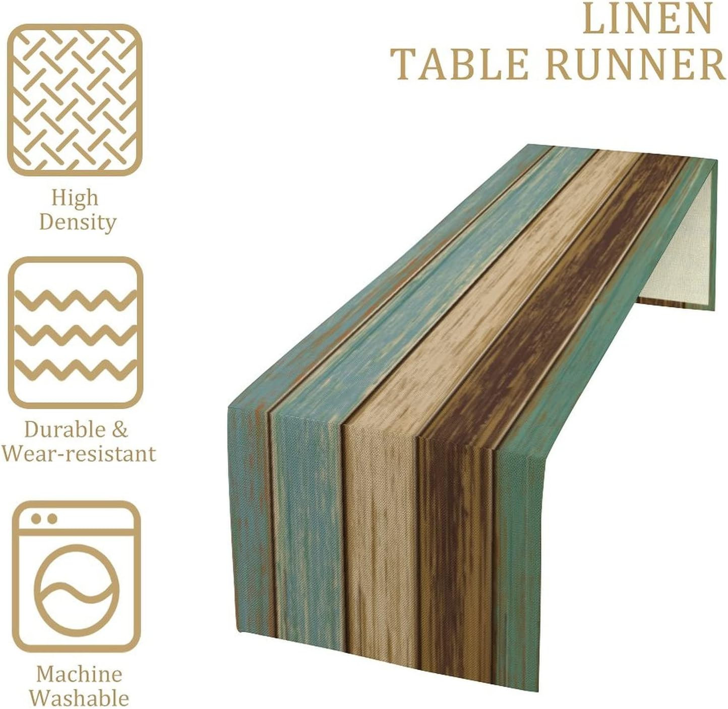 Farmhouse Cotton Linen Table Runners 13 X 72 Inches,Rustic Blue Table Runner for