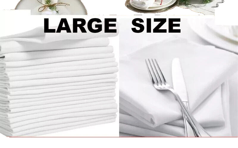 Set of 8 WHITE 100% COTTON Luxury CLOTH Napkins GARNIER THIEBAUT XL 22"x22" NWOT