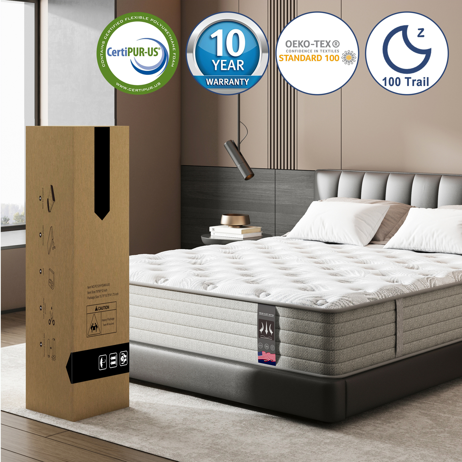 8" 12" 14" Gel Memory Foam Twin Full Queen King Spring Hybrid Mattress in a Box