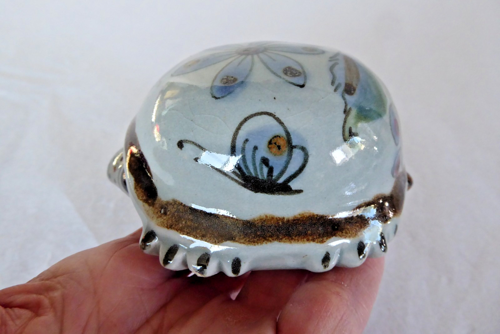 Fred & Barbara Meiers Vintage Hand Painted Ceramic Turtle Figurine Mexico KE 3.5