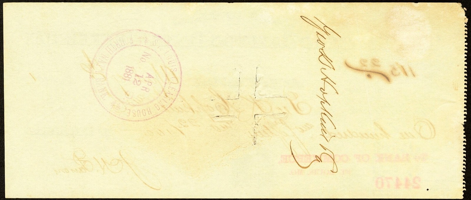 TX $115 JEFFERSON Texas The Citizens Saving Bank April 9th, 1881 bank check