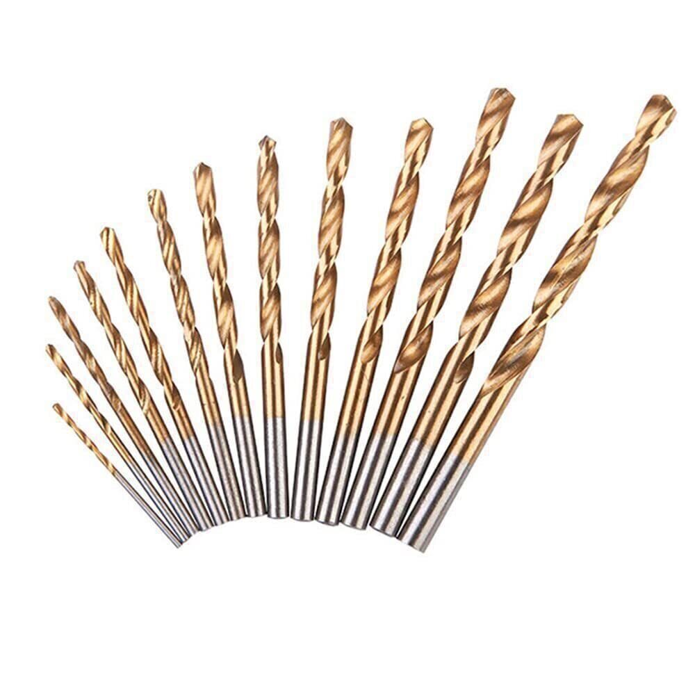 13Pcs HSS Titanium Coated Twist Drill Bit Set 1.5-6.5mm Hex Shank For wood Metal