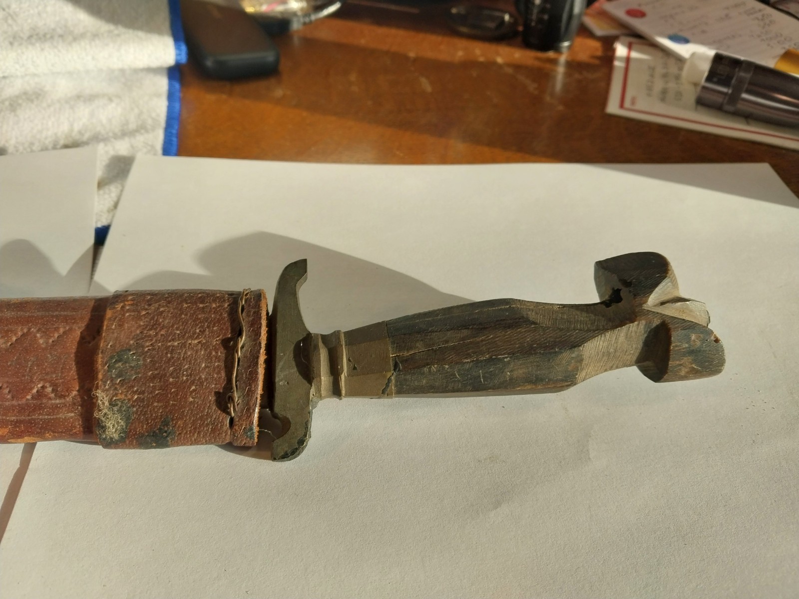 WWII Philippines Fighting Knife and sheath 1945 great shape "Bowie"