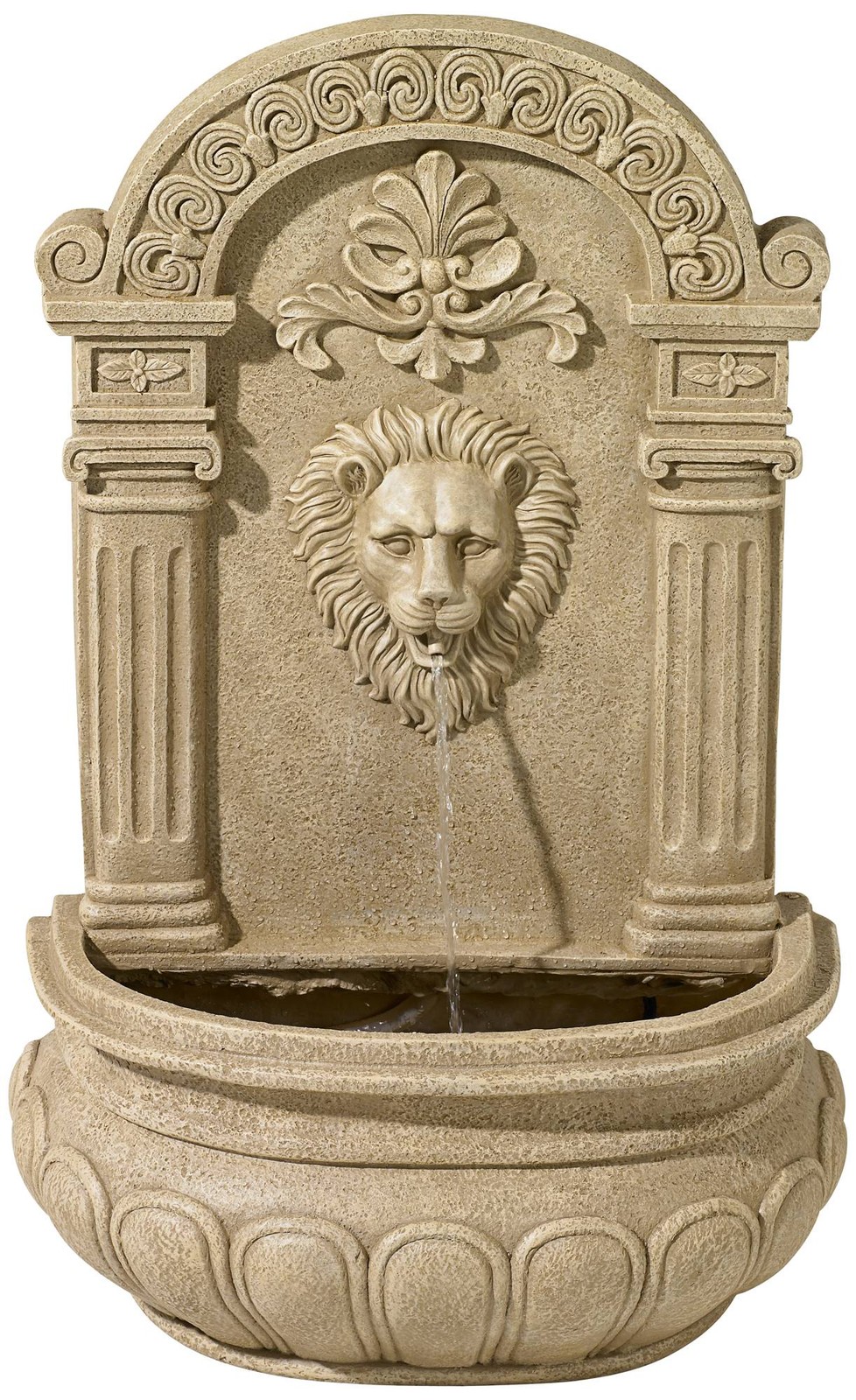 Lion Face Rustic Outdoor Wall Water Fountain 31-inch New