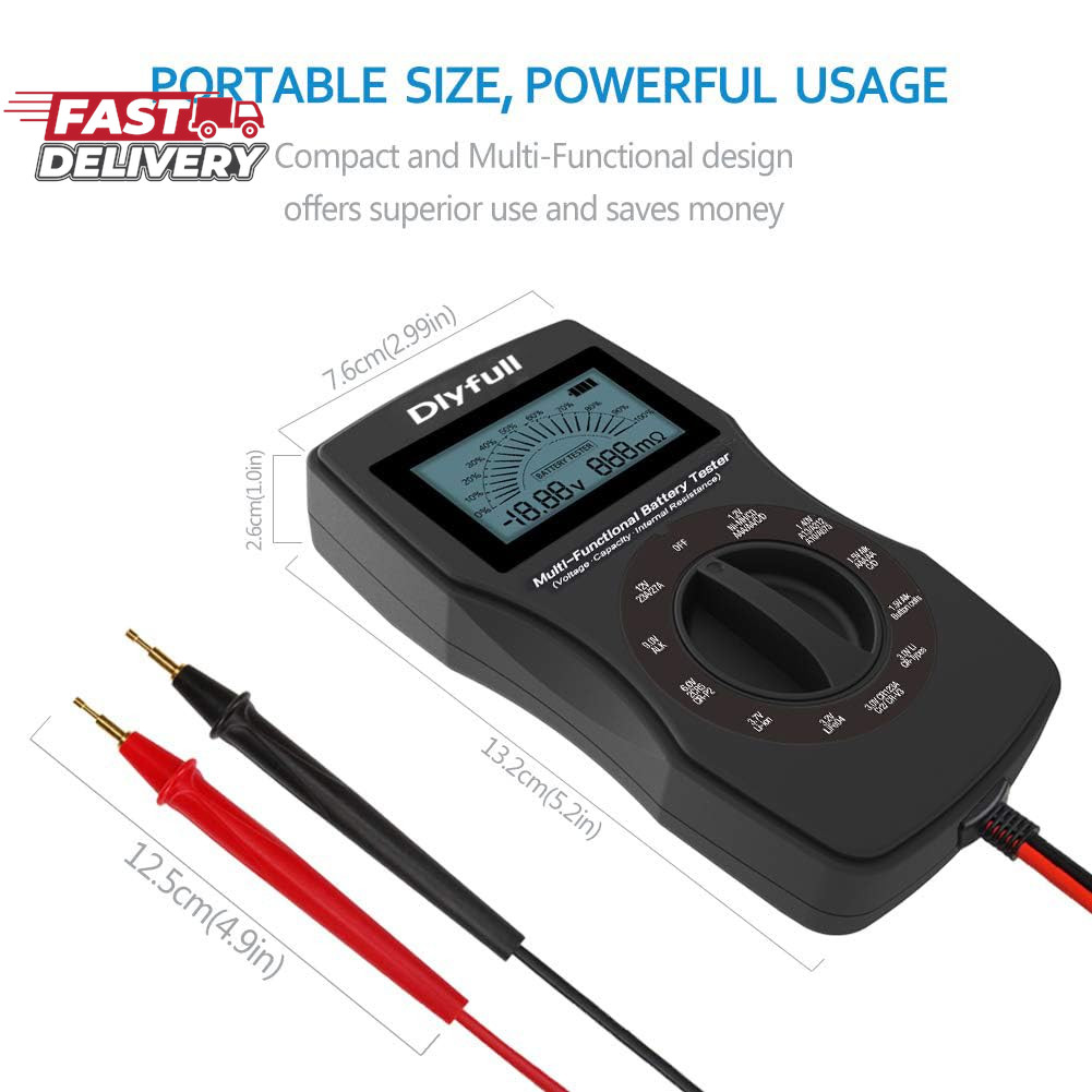 Dlyfull Universal Battery Tester with LCD Display, Small Digital Battery Voltage